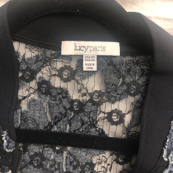 Lucy Paris Demi Lace Denim Bomber Jacket - Picture 5 of 5